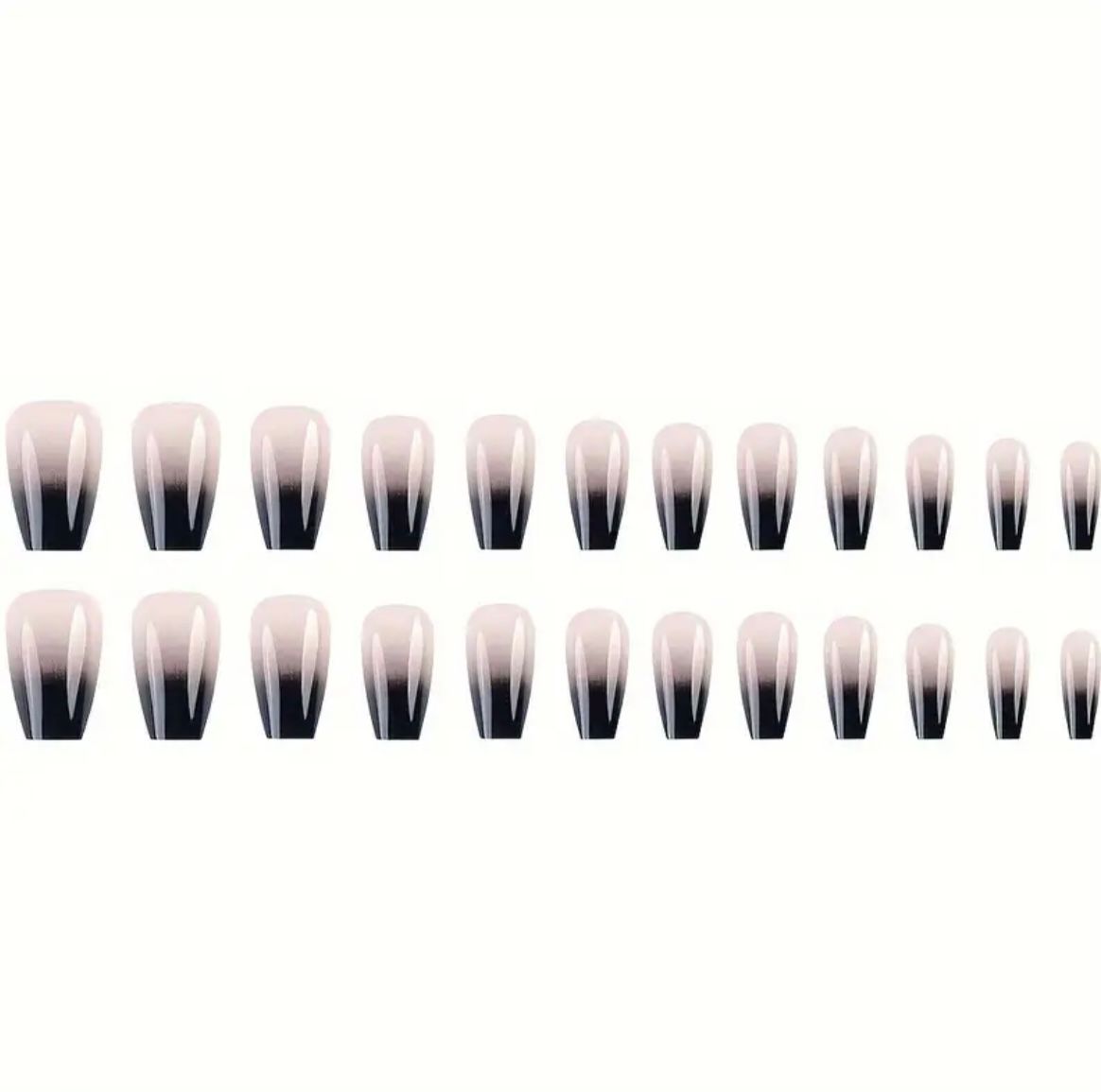 Black Ombre Nails Set 24 Pcs