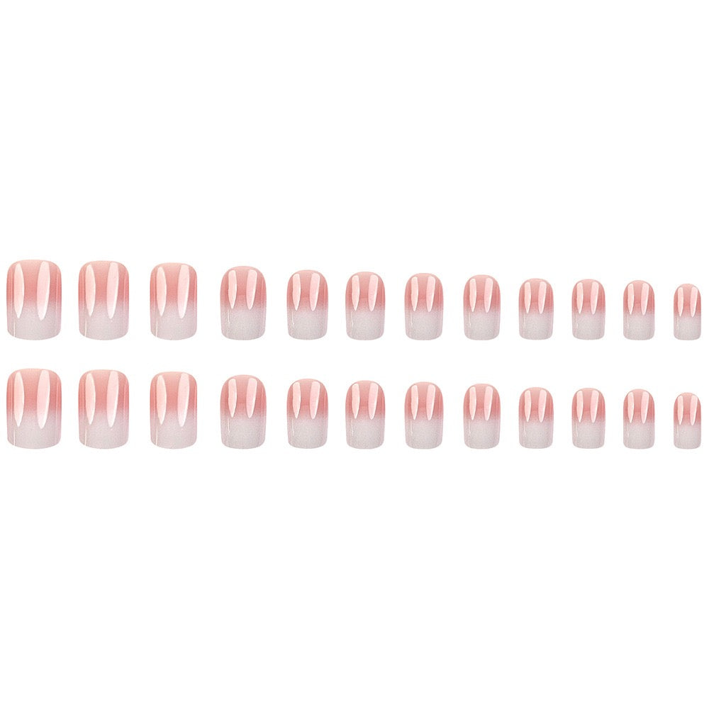 Square Pink Ombré 24Pcs Nails Set