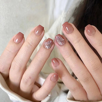 Butterfly Nude 24Pcs Nails Set