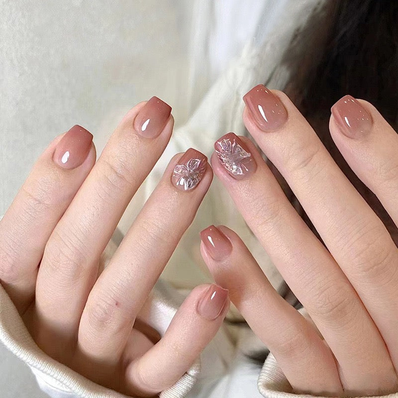 Butterfly Nude 24Pcs Nails Set
