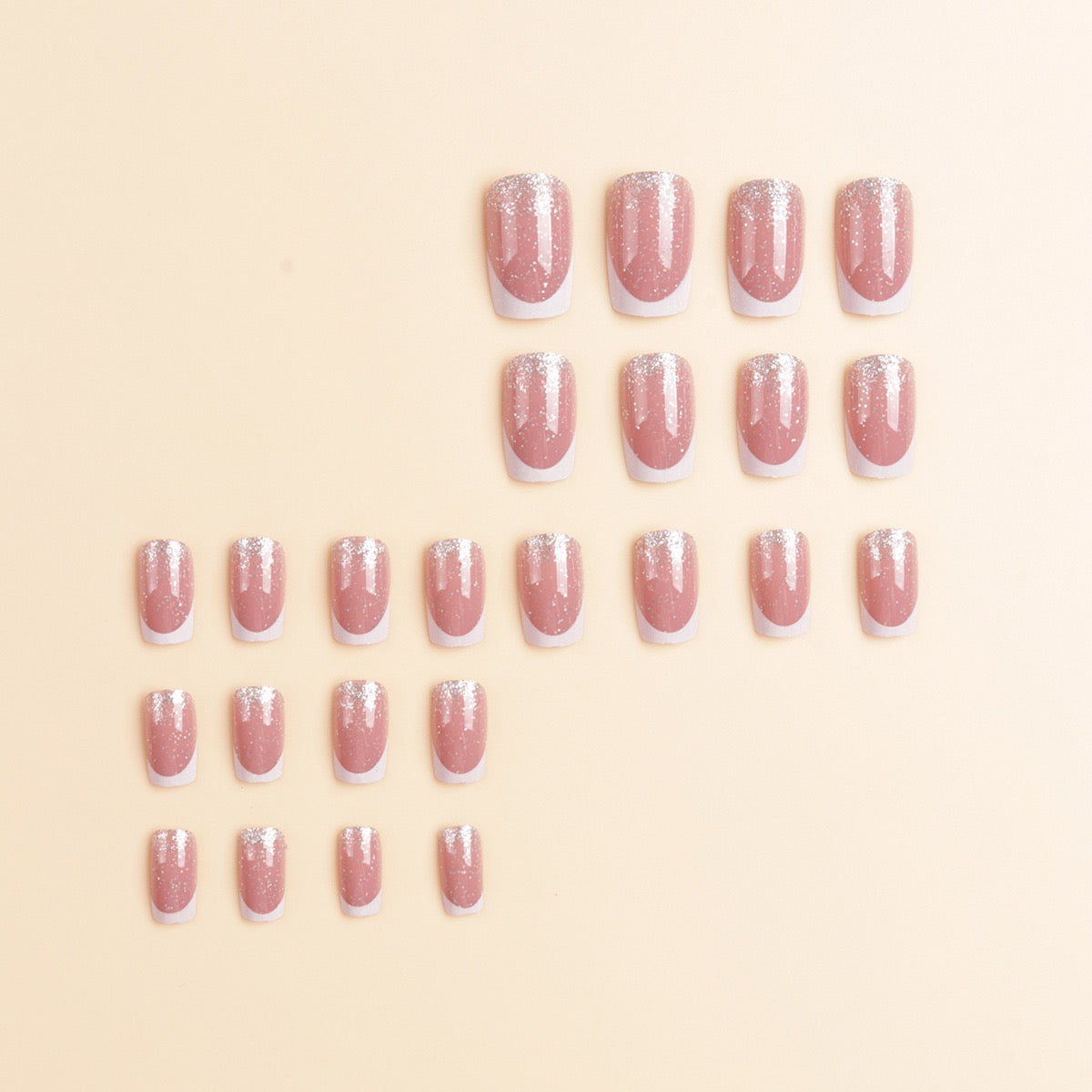 Glitter French 24Pcs Nails Set