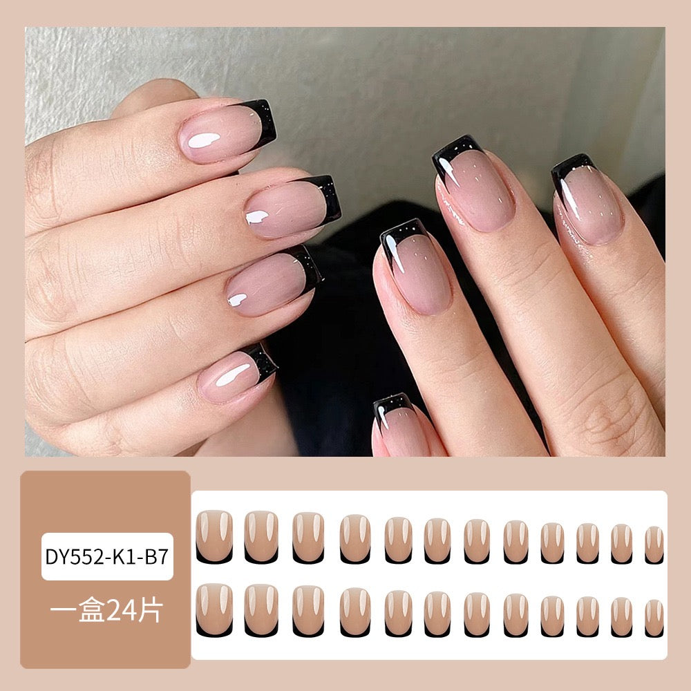 Black French 24Pcs Nails Set