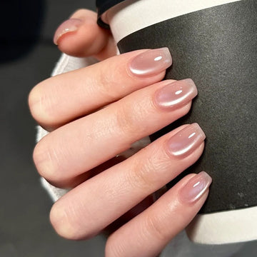 Pink Cateye 24Pcs Nails Set