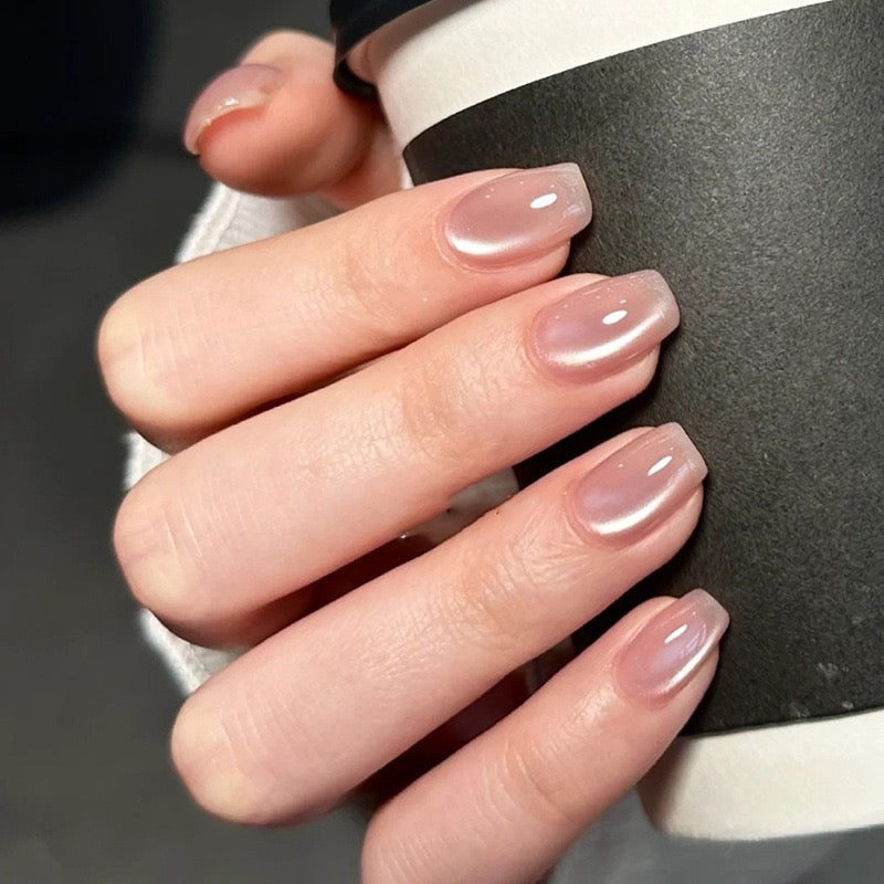 Pink Cateye 24Pcs Nails Set