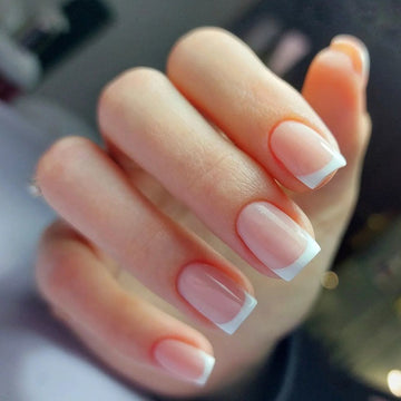 Soft Pink French 24Pcs Nails Set