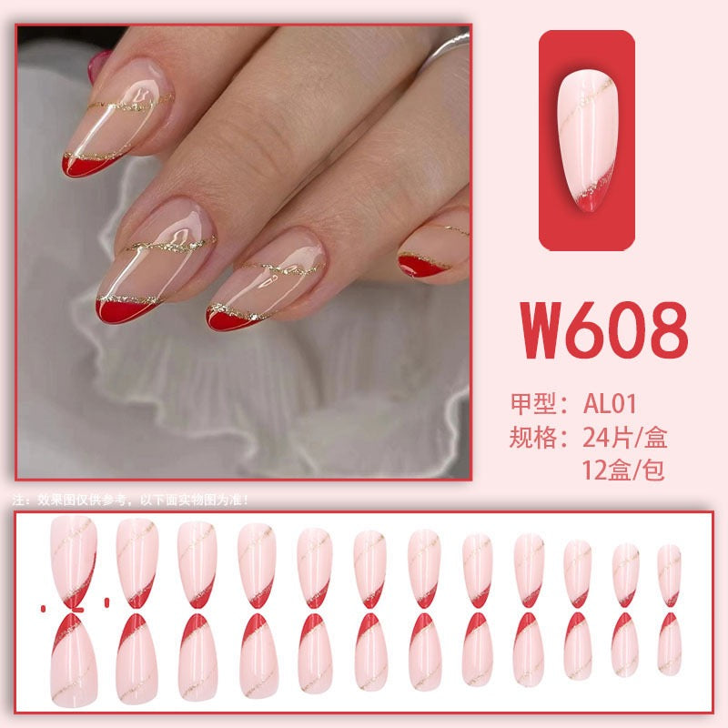 Scarlet Red 24Pcs Nails Set