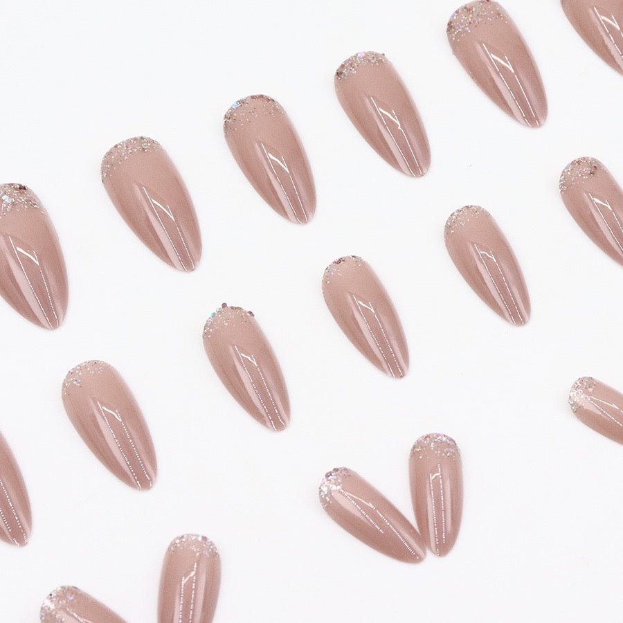 Nude Glitter 24Pcs Nails Set