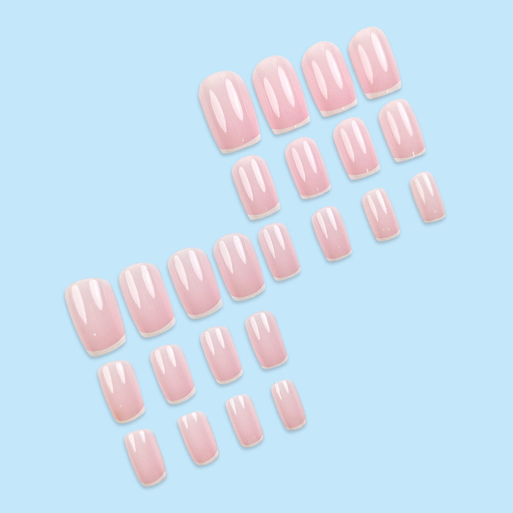 Pink French 24Pcs Nails Set