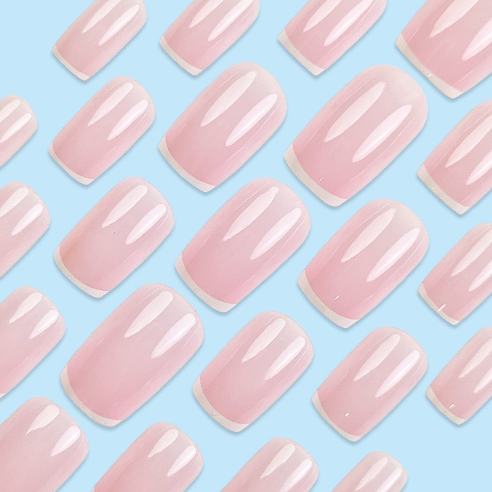 Pink French 24Pcs Nails Set