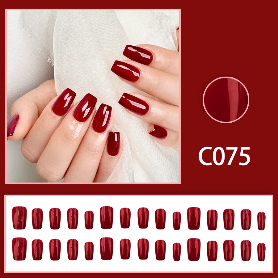 Bright Red 24Pcs Nails Set