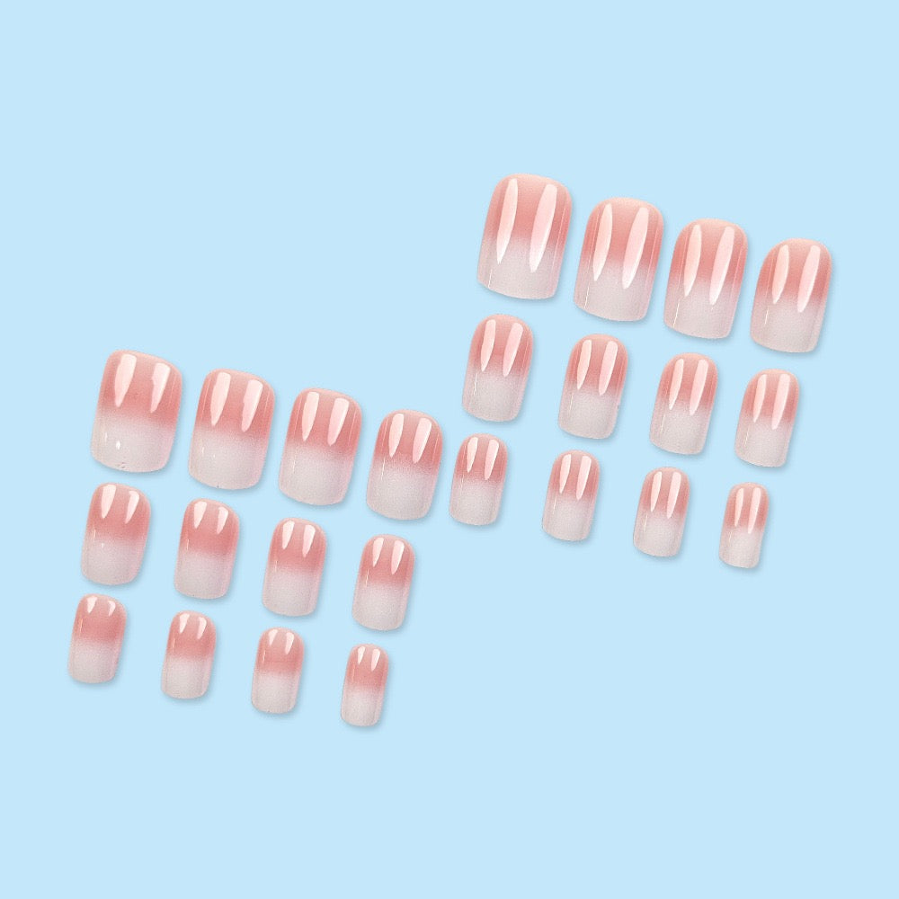 Square Pink Ombré 24Pcs Nails Set
