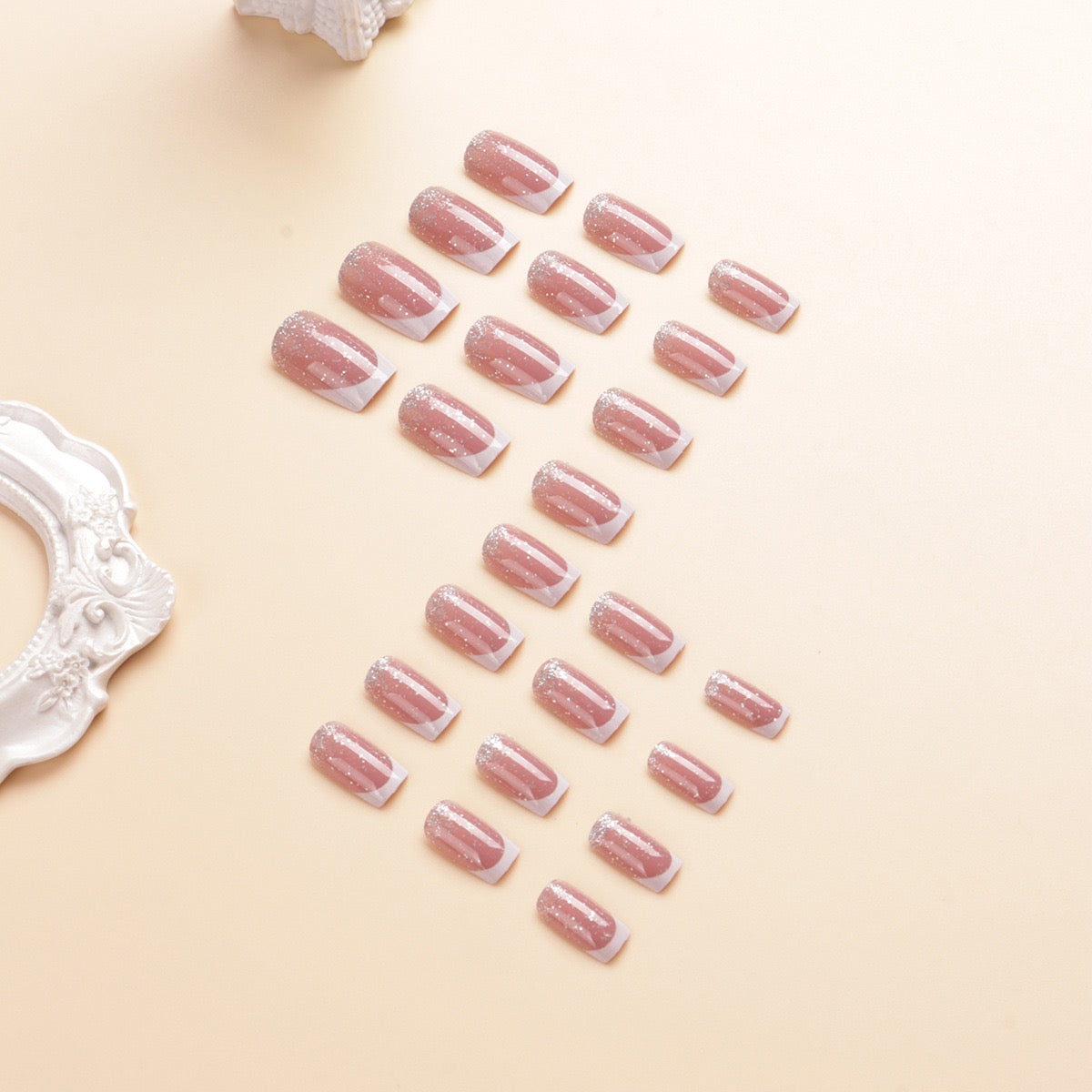 Glitter French 24Pcs Nails Set