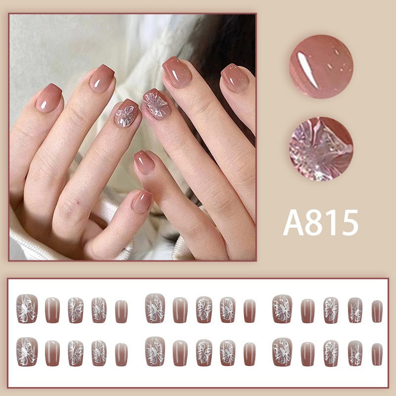 Butterfly Nude 24Pcs Nails Set