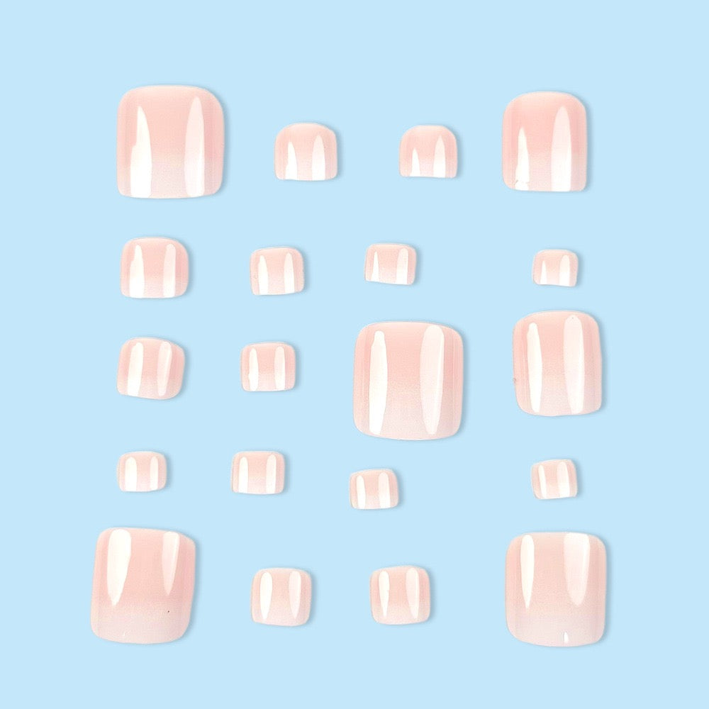 Milky Ombre 24Pcs Toe Nails Set