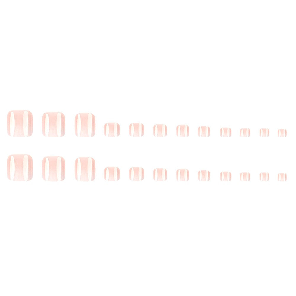 Milky Ombre 24Pcs Toe Nails Set