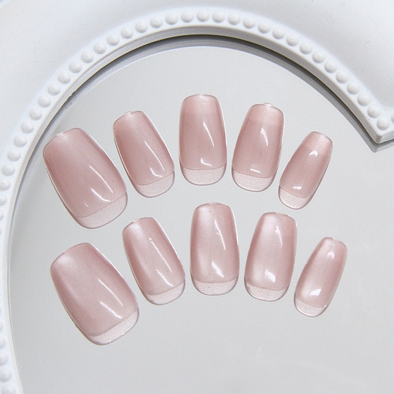 Pink Cateye 24Pcs Nails Set