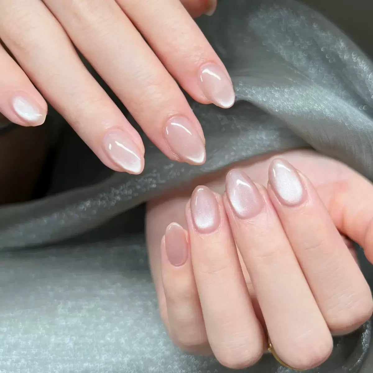 White Cateye 24pcs Nails Set