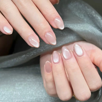 White Cateye 24pcs Nails Set