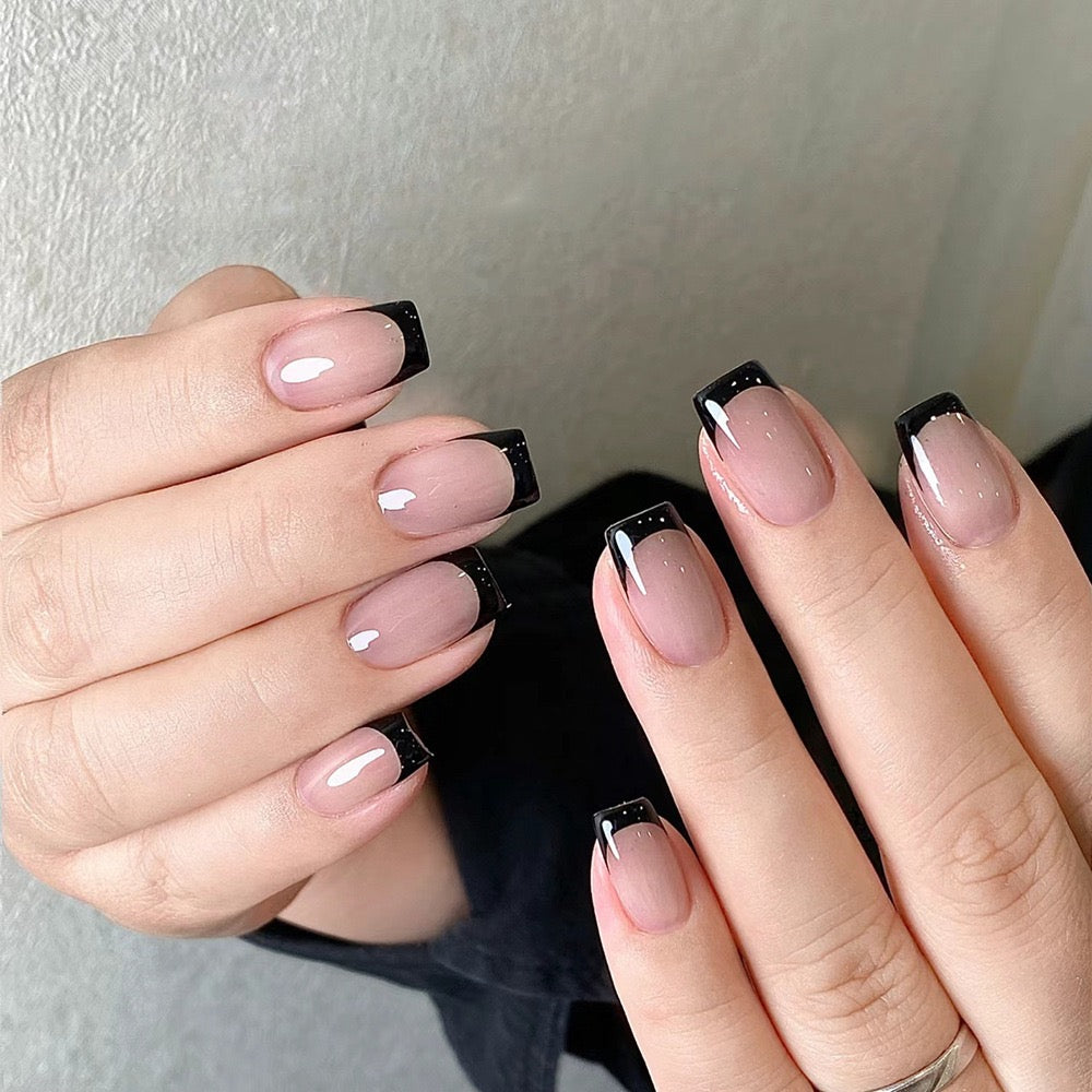 Black French 24Pcs Nails Set