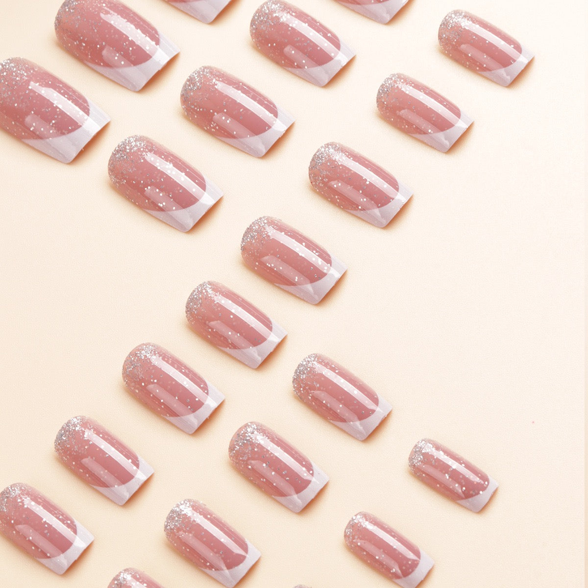 Glitter French 24Pcs Nails Set