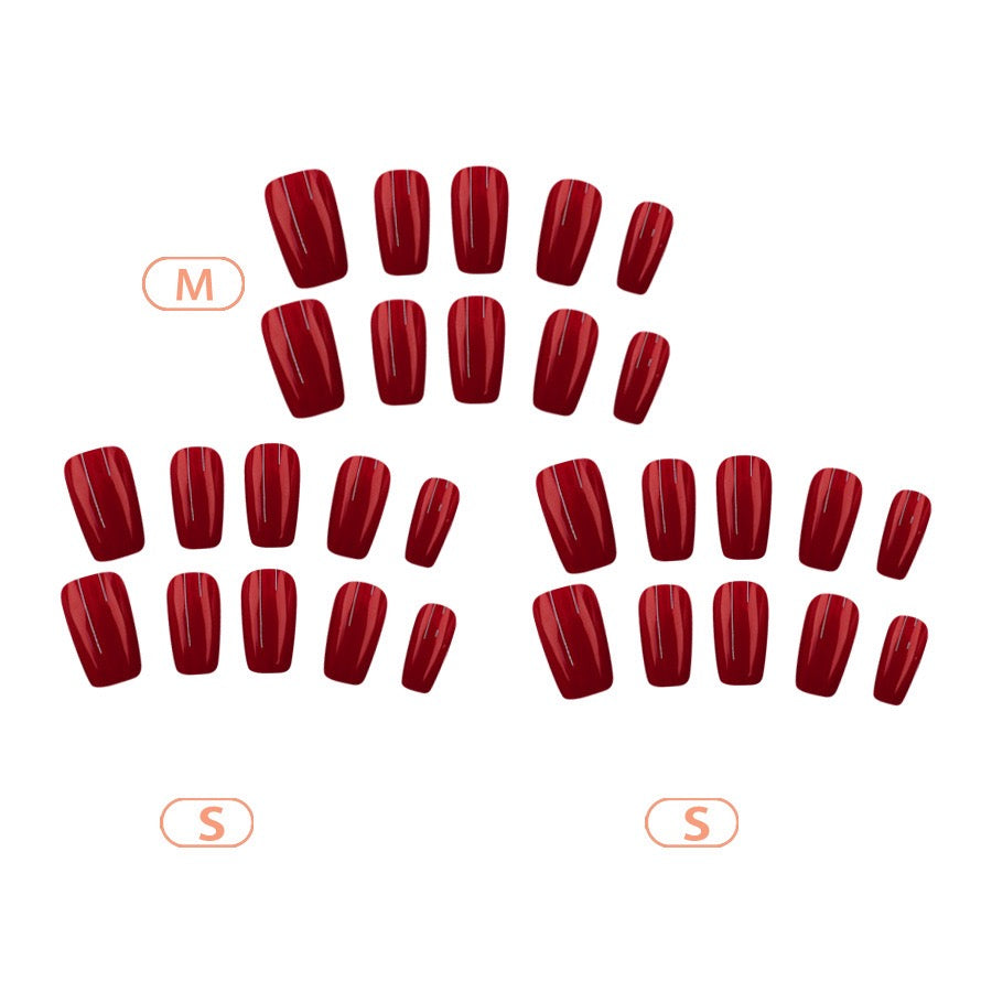 Bright Red 24Pcs Nails Set