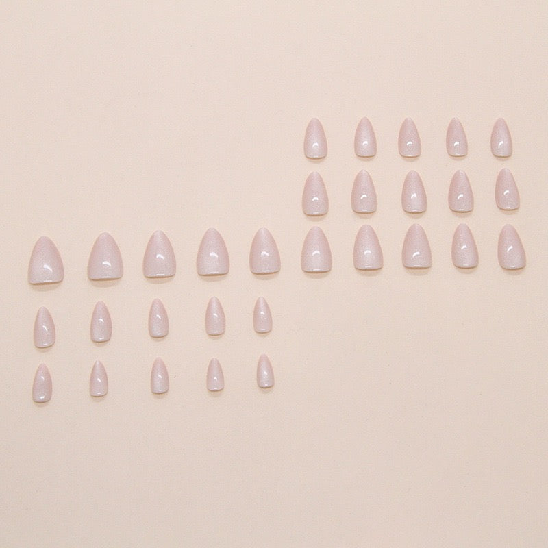 White Cateye 24pcs Nails Set