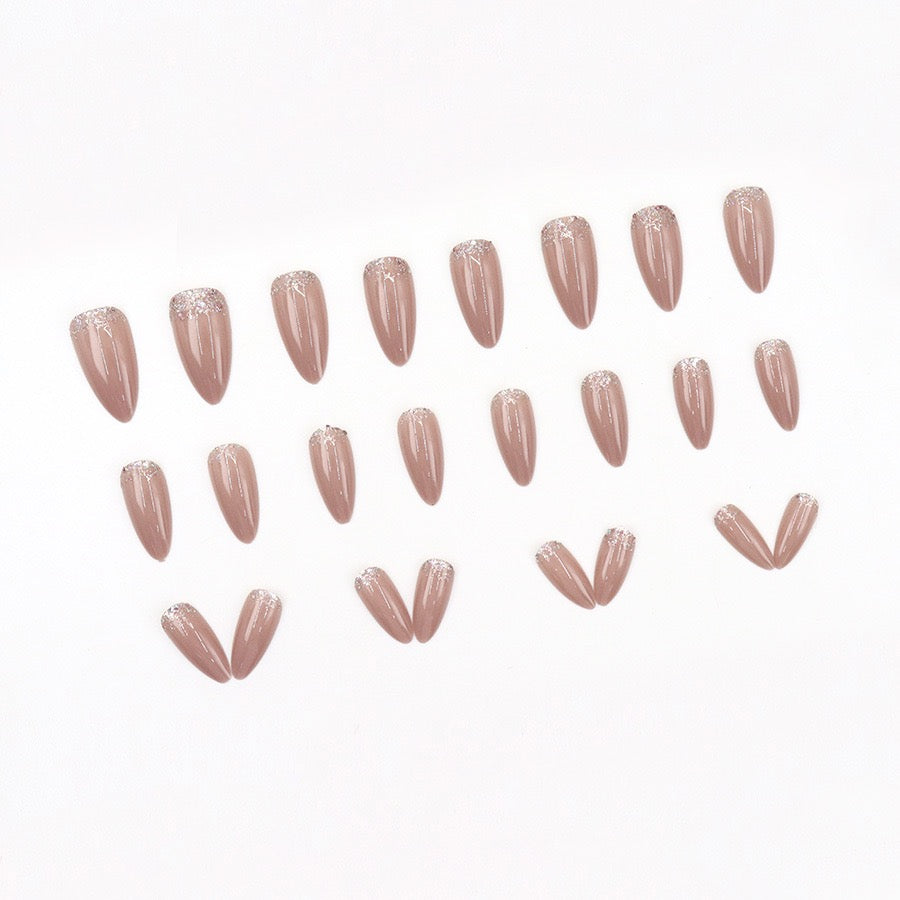 Nude Glitter 24Pcs Nails Set