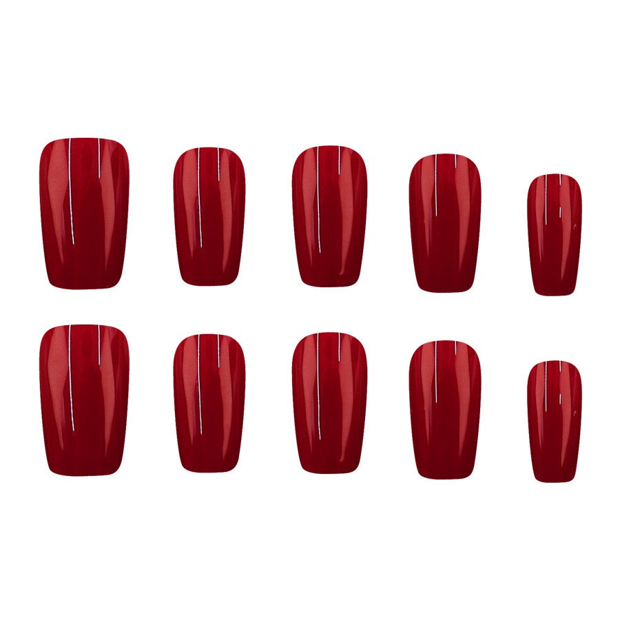 Bright Red 24Pcs Nails Set