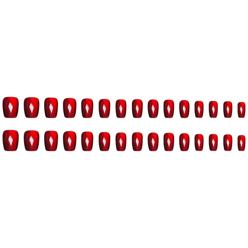 Ruby Cat Eye 24Pcs Nails Set