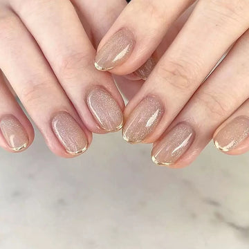 Golden Glitter Brown 24Pcs Nails Set