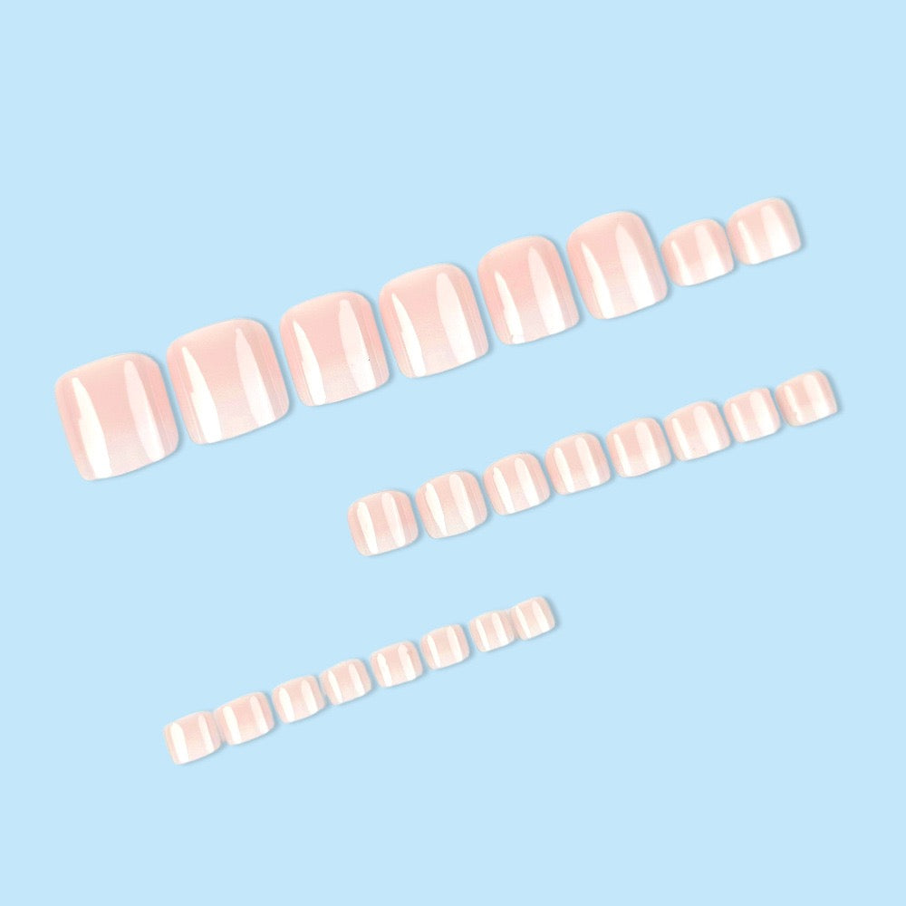 Milky Ombre 24Pcs Toe Nails Set