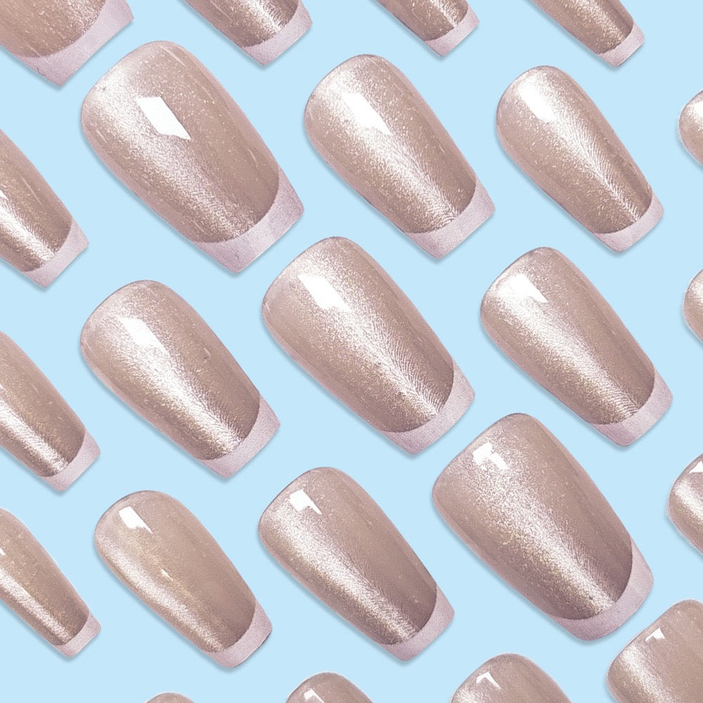 French Cat Eye 24Pcs Nails Set