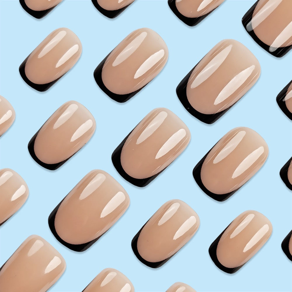 Black French 24Pcs Nails Set