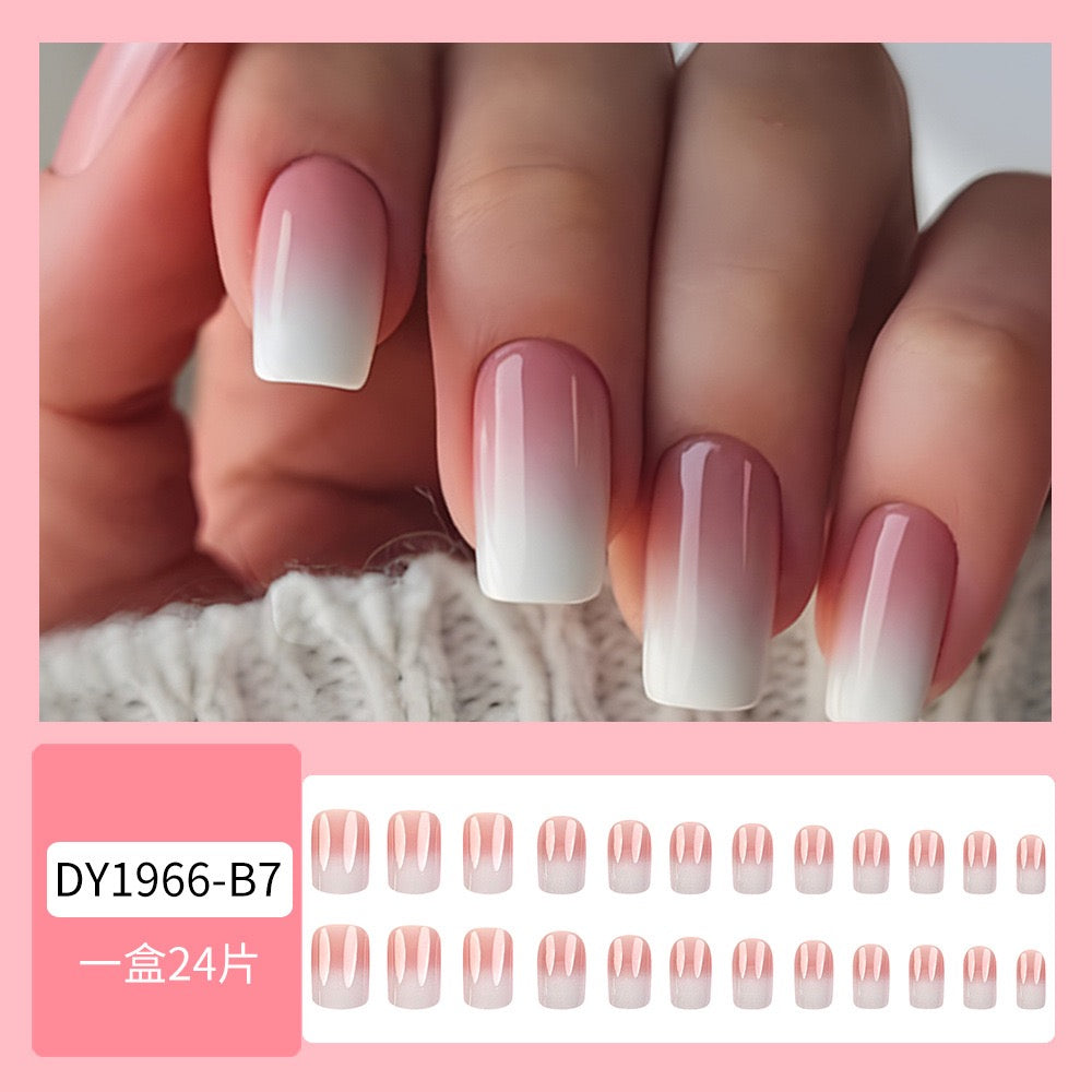 Square Pink Ombré 24Pcs Nails Set