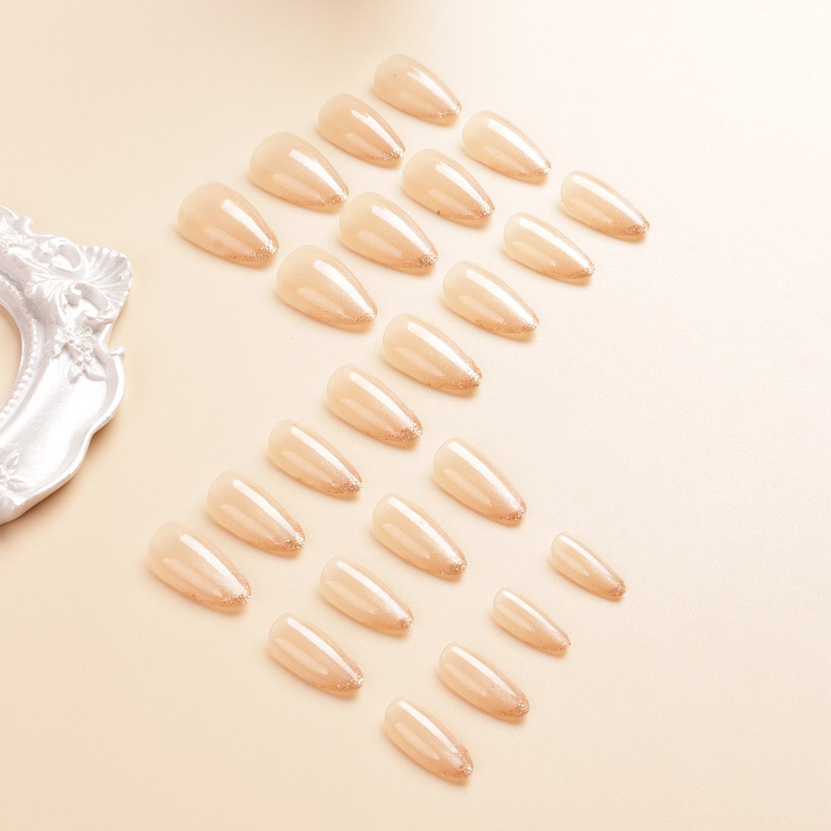 Gold Tea Glitter 24Pcs Nails Set