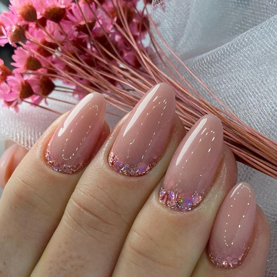 Nude Glitter 24Pcs Nails Set
