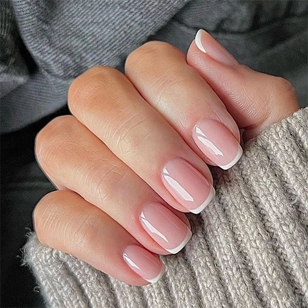 Pink French 24Pcs Nails Set