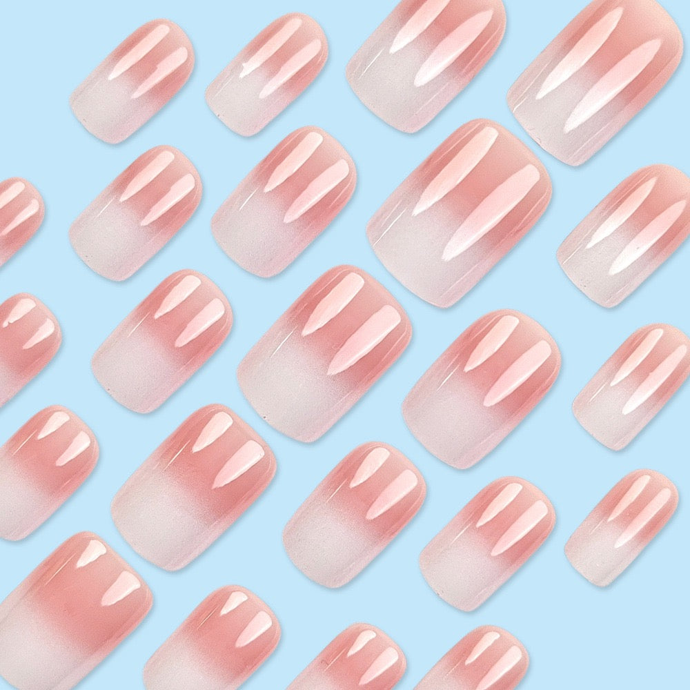 Square Pink Ombré 24Pcs Nails Set