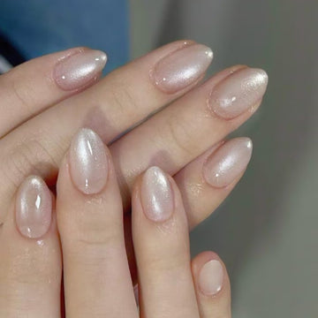 White Cateye 24pcs Nails Set