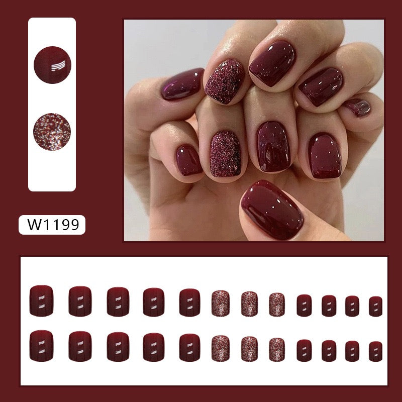 Red Flame 24Pcs Nails Set