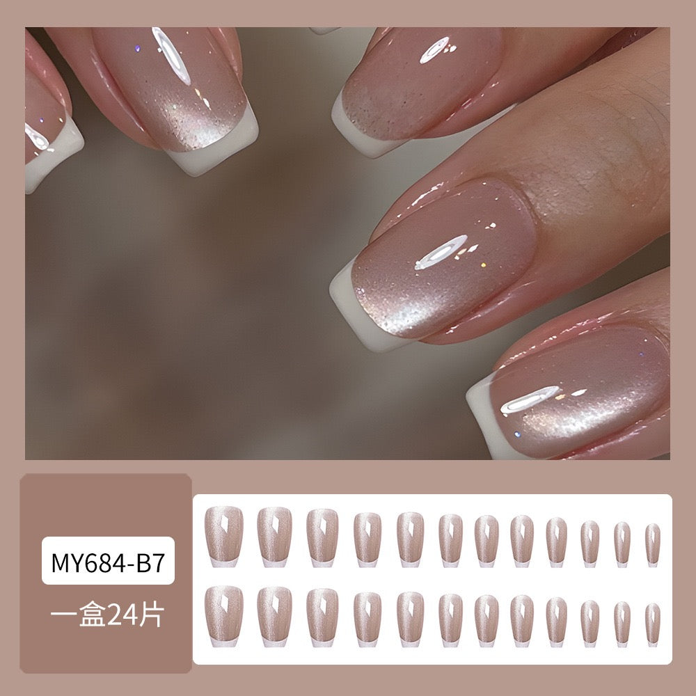 French Cat Eye 24Pcs Nails Set