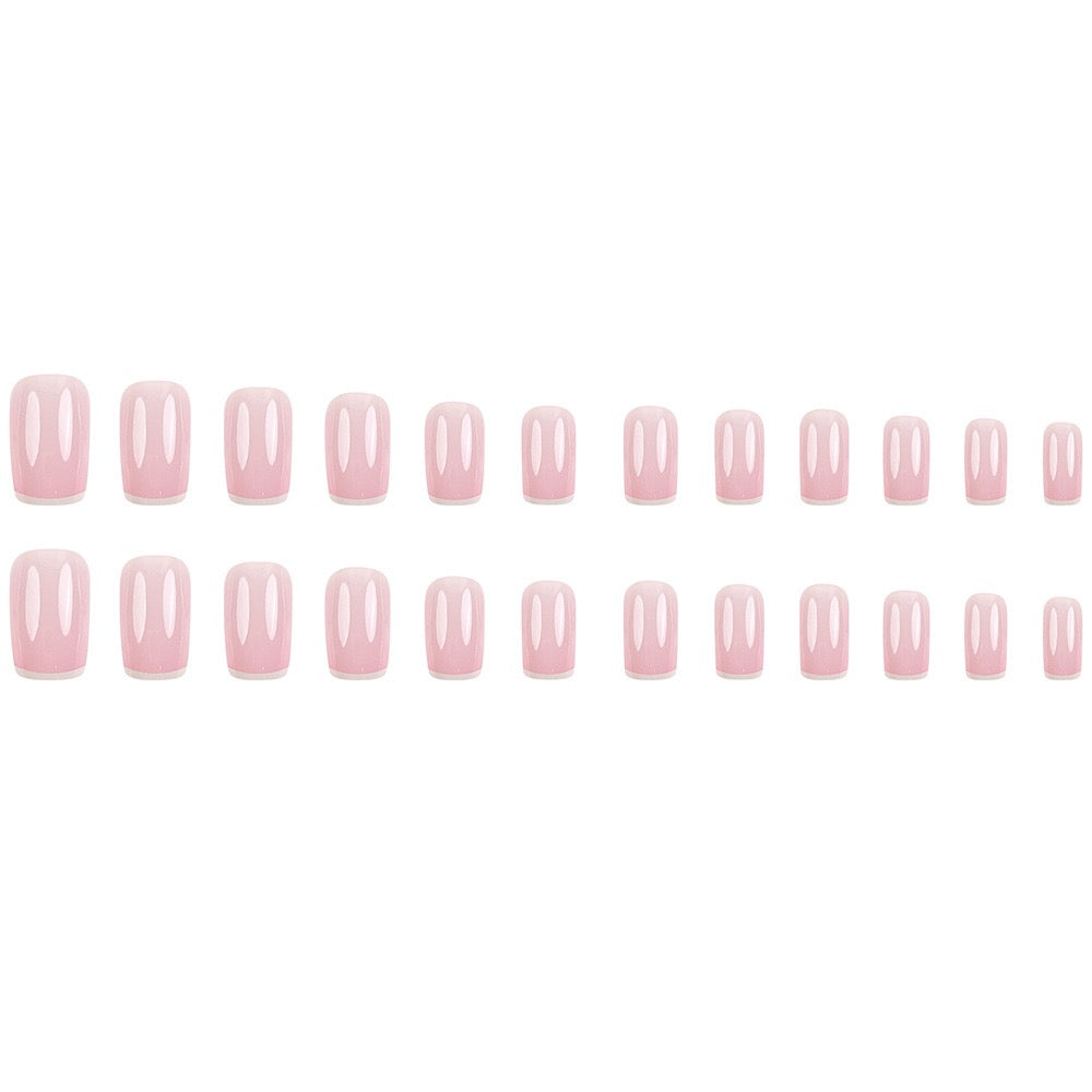 Pink French 24Pcs Nails Set