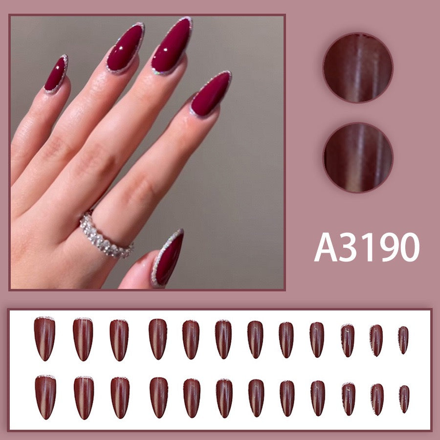 Red Glow 24Pcs Nails Set