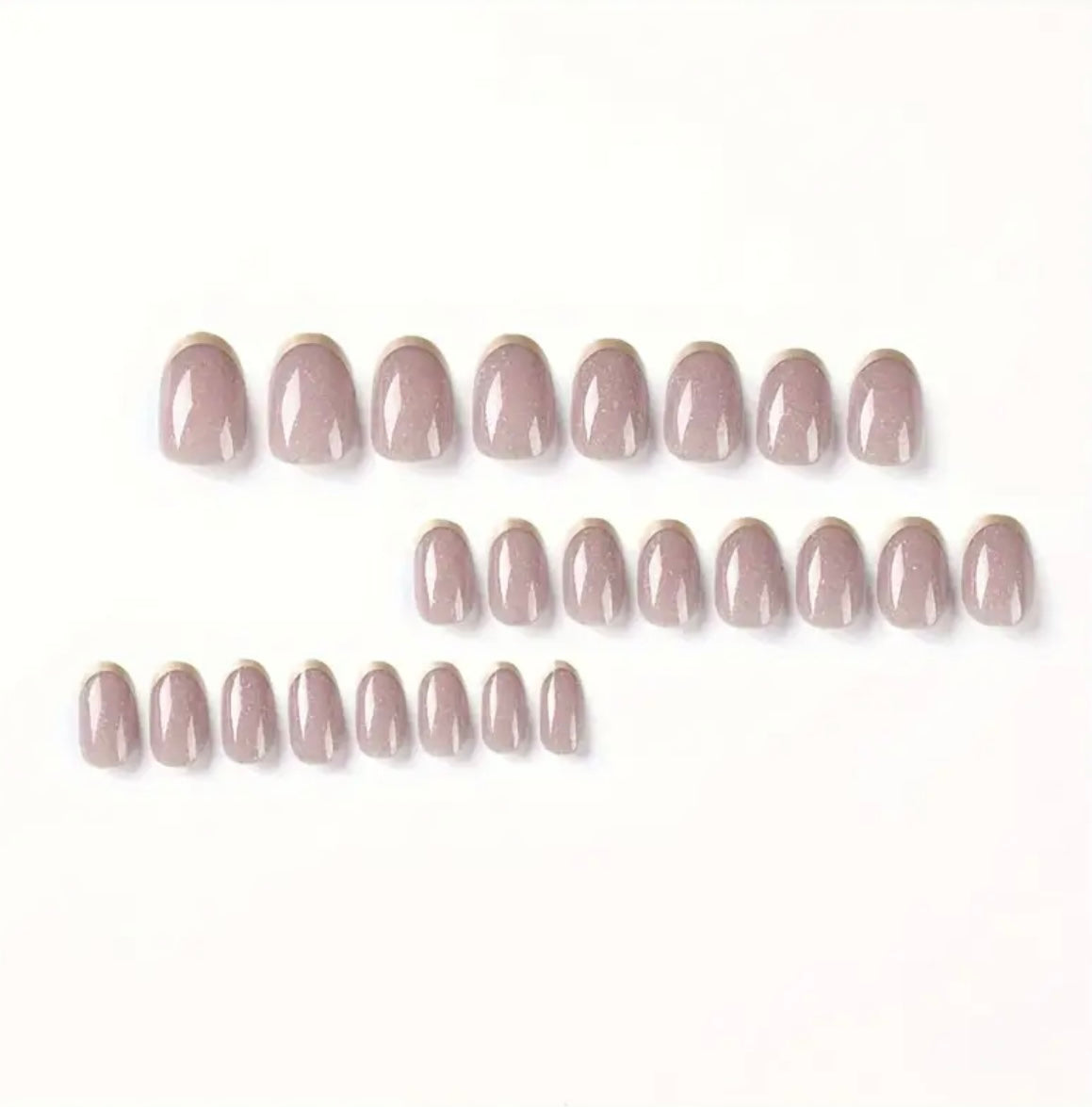 Golden Glitter Brown 24Pcs Nails Set