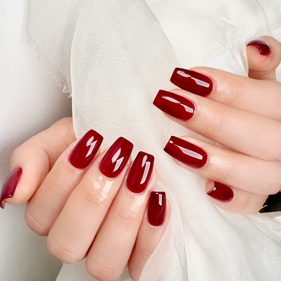 Bright Red 24Pcs Nails Set