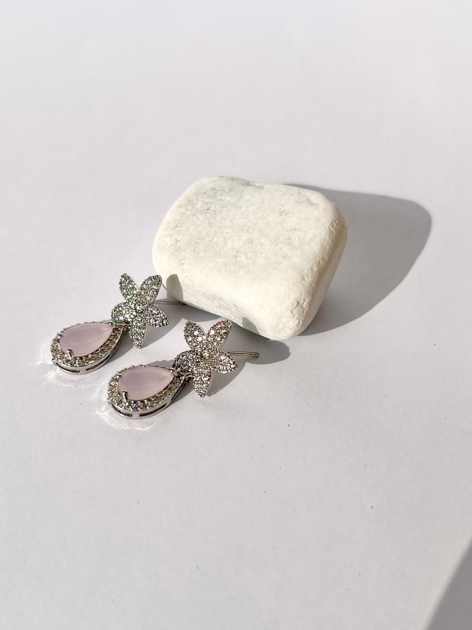 Snow Blossom Zircon Earrings