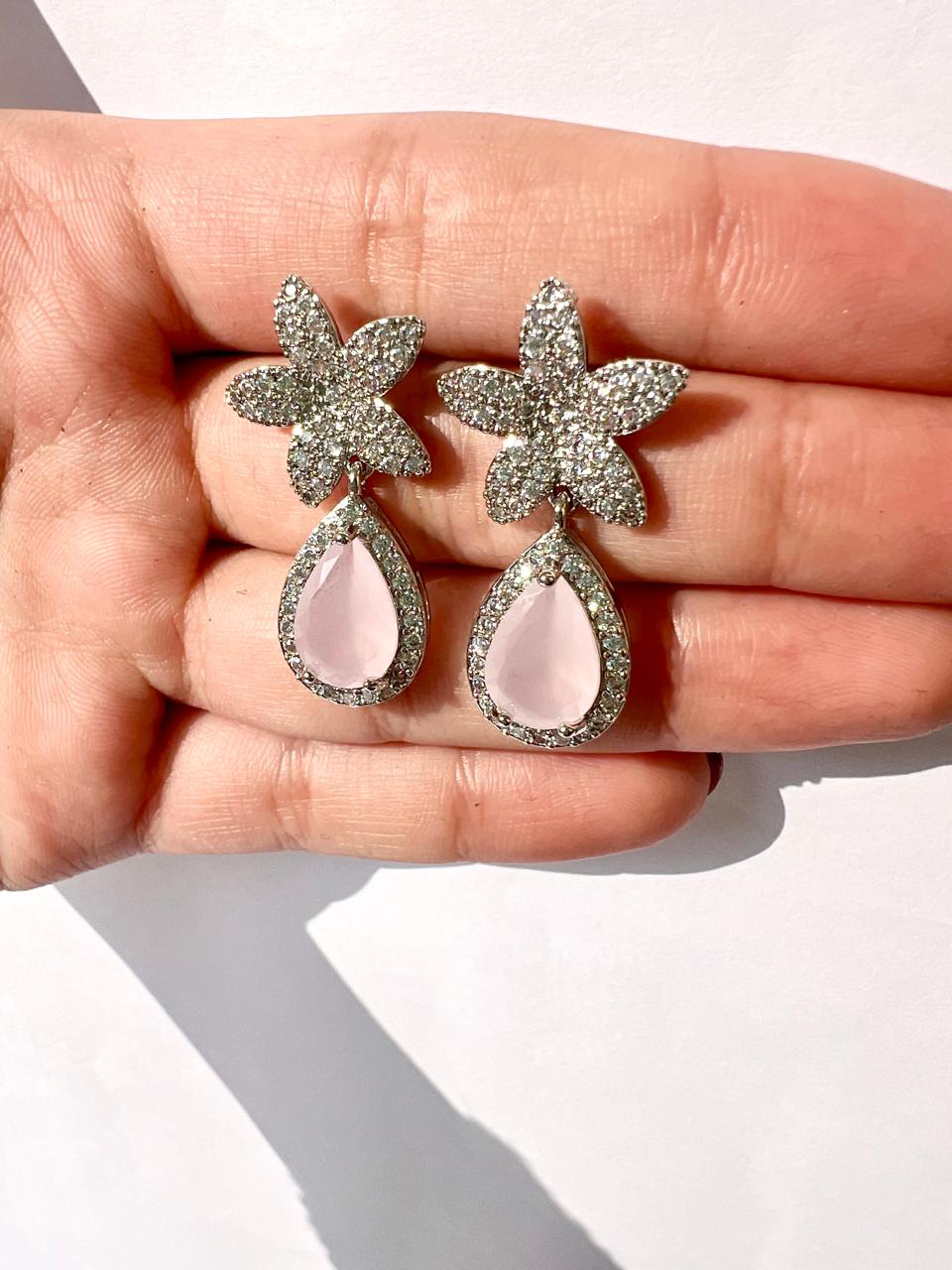 Snow Blossom Zircon Earrings