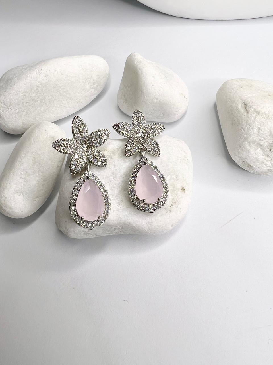 Snow Blossom Zircon Earrings