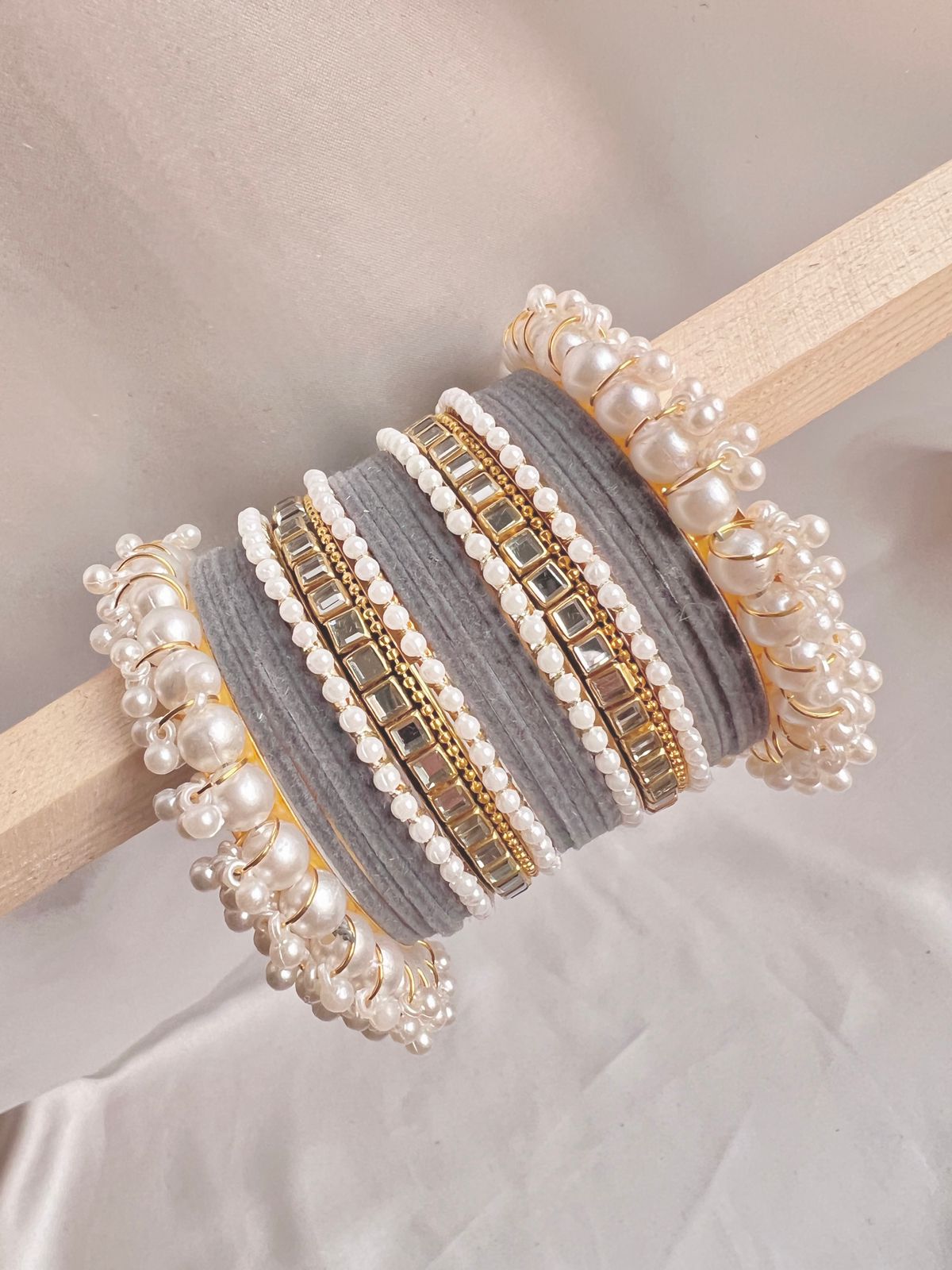 Grey Pearl Radiance Bangle Set