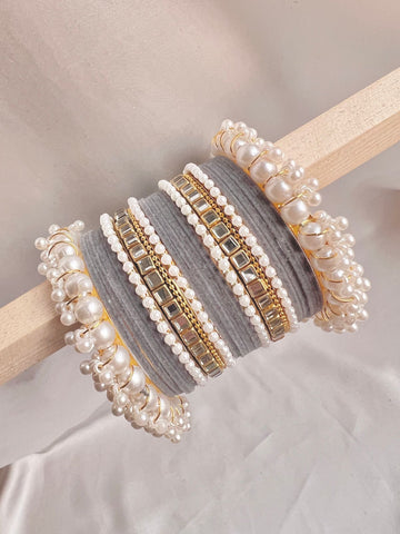 Grey Pearl Radiance Bangle Set